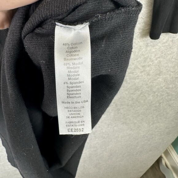 Michael Stars Dress Womens S Black Rib Knit Midi Ruched Square Neck Long Sleeve - Picture 10 of 11